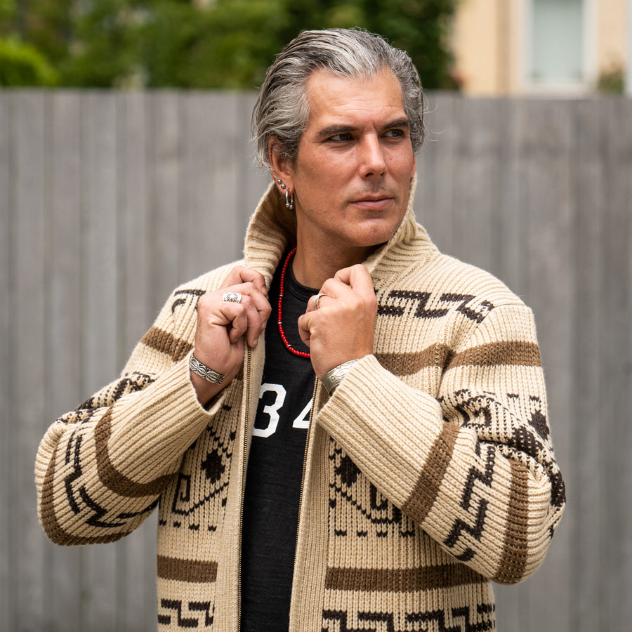 Andres – Vintage Jacquard Gebreide Herenvest met Rits