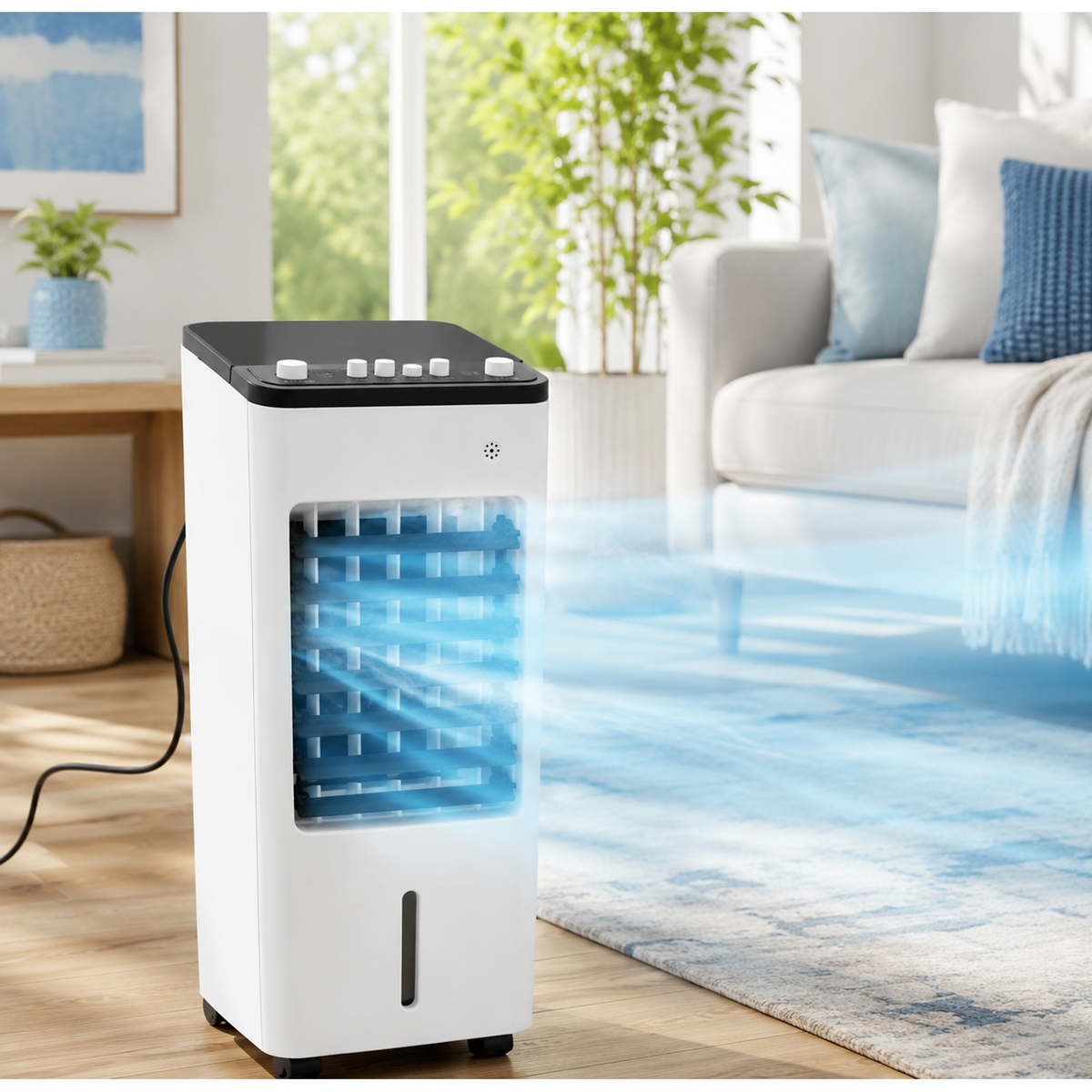 Mobiele Airconditioner en Koeler met Verdampingskoelventilator en Luchtbevochtigerfunctie