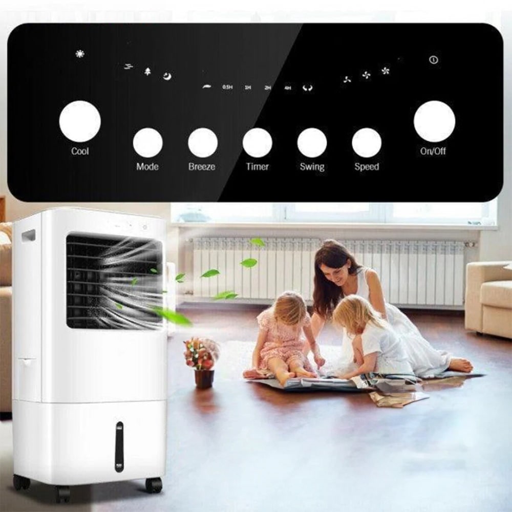 Mobiele Airconditioner met Afstandsbediening, Watertank van 6 Liter en Verdampingskoelpad
