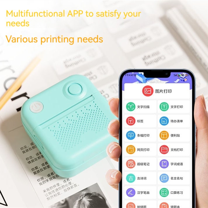 Draagbare thermische labelprinter met draadloze Bluetooth-verbinding voor direct printen met de hand