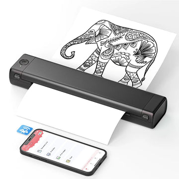 Draagbare thermische printer, draadloos, Bluetooth, USB, compact, A4, voor smartphone en mobiel