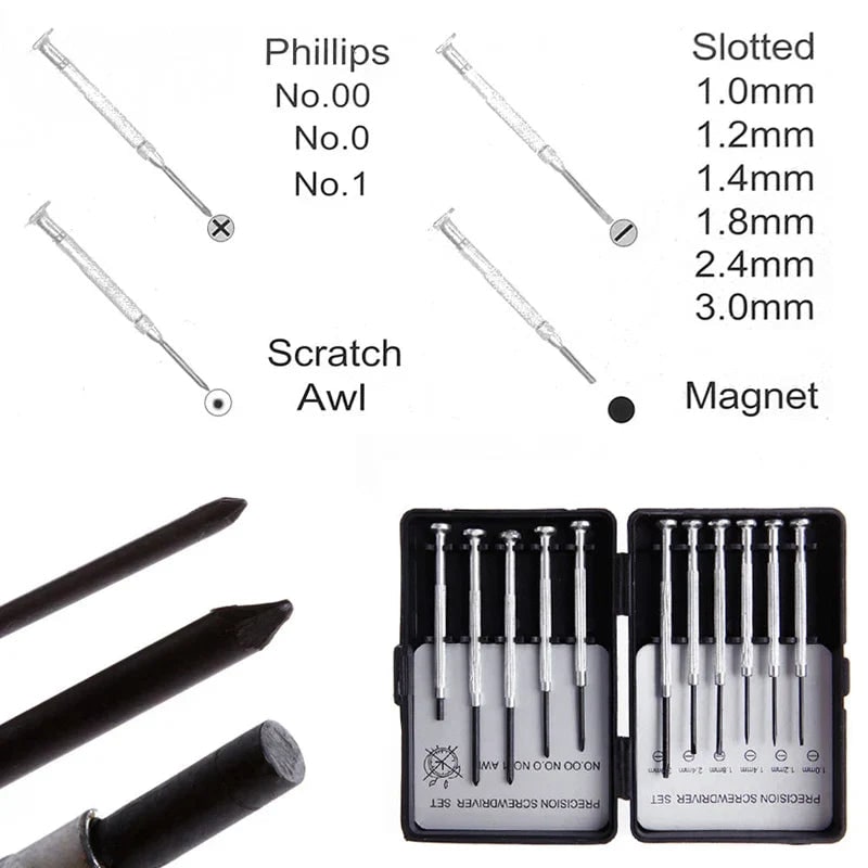 Precisieschroevendraaierset met kleine juweliers-microbits en magnetische opbergkoffer