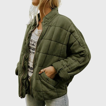 Doorgestikt oversized bomberjack voor dames
