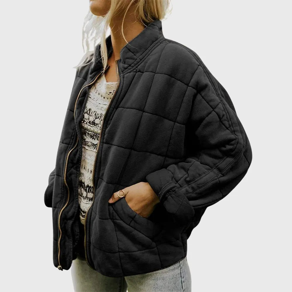 Doorgestikt oversized bomberjack voor dames