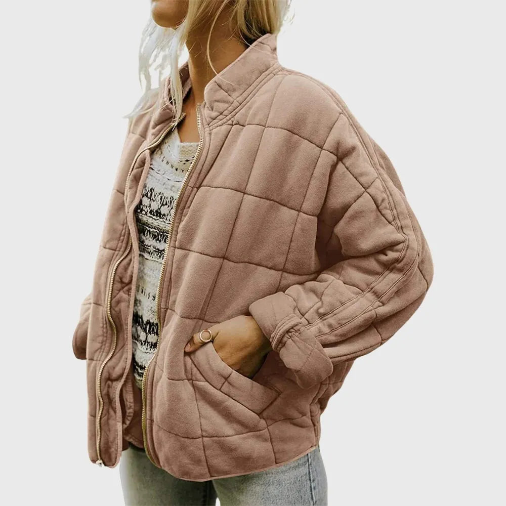 Doorgestikt oversized bomberjack voor dames