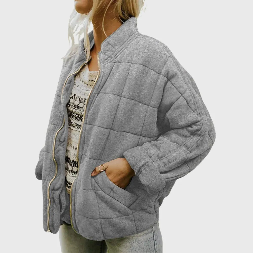 Doorgestikt oversized bomberjack voor dames