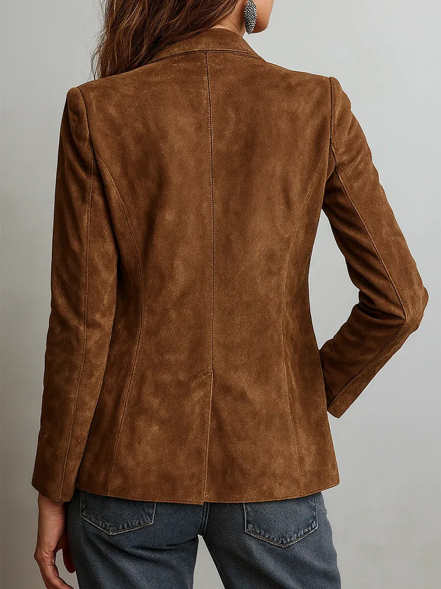 Rachel suède damesblazer met knoopsluiting