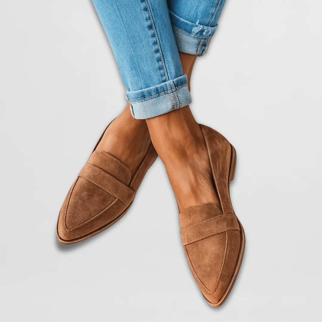 Rania suède loafers met spitse neus voor dames