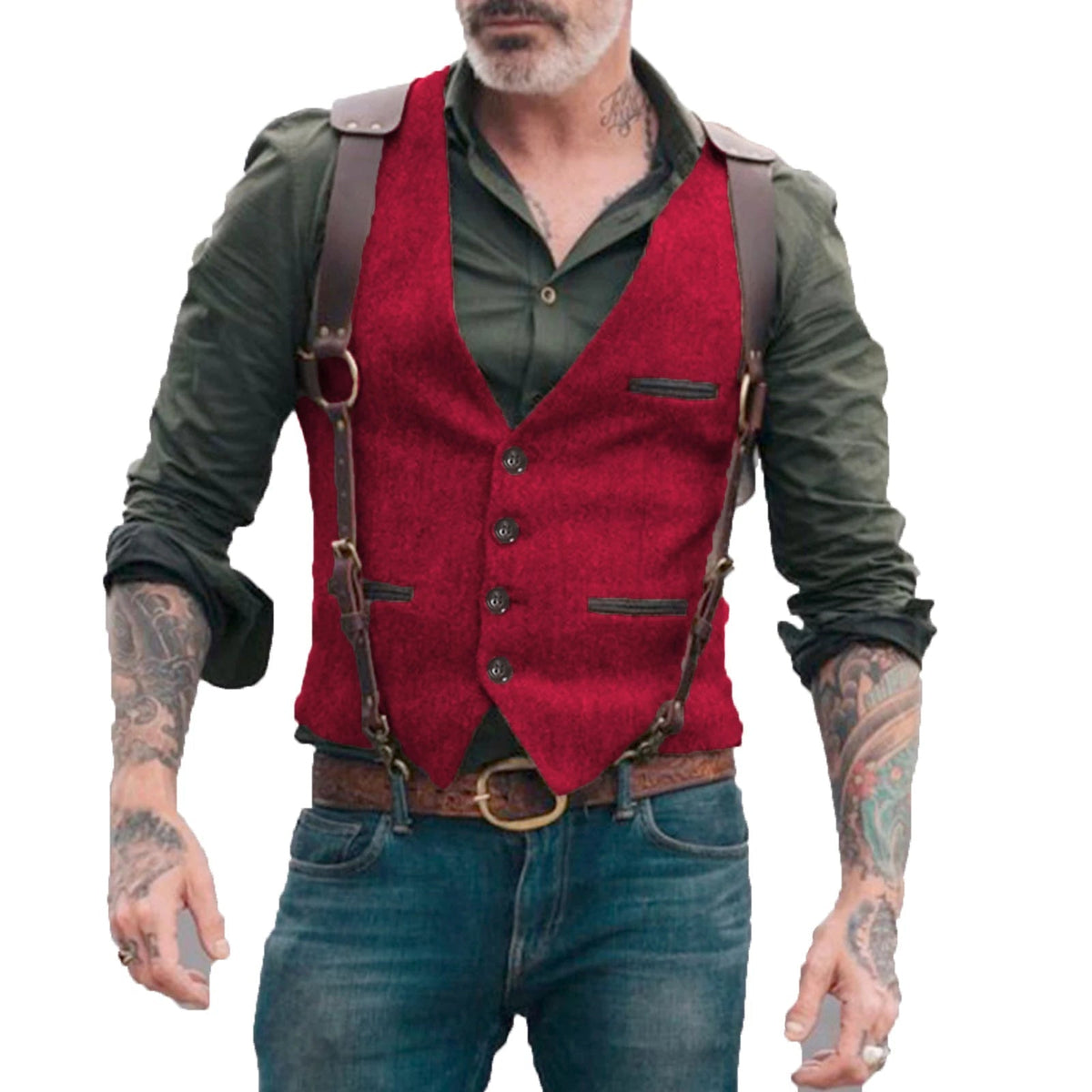 Heren Gilet in Herringbone Stijl
