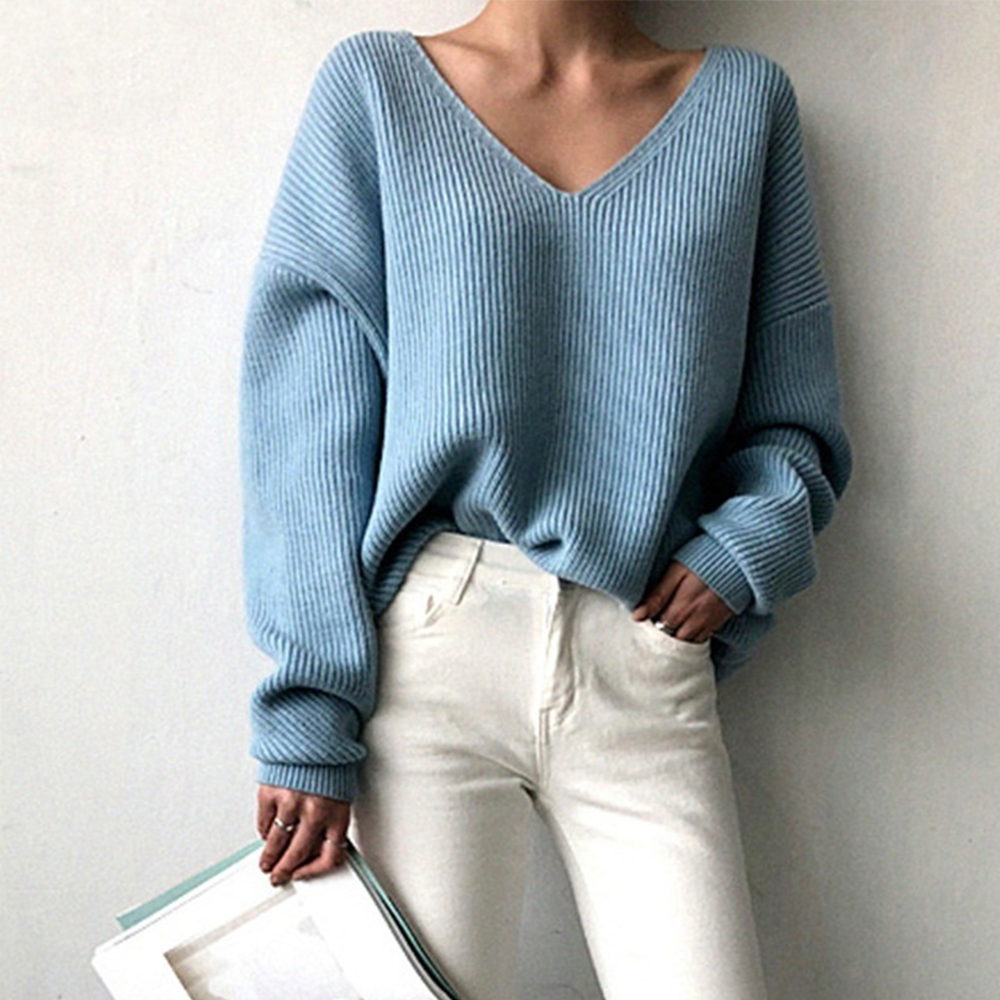 Amber - oversized Geribbelde Trui Voor Dames