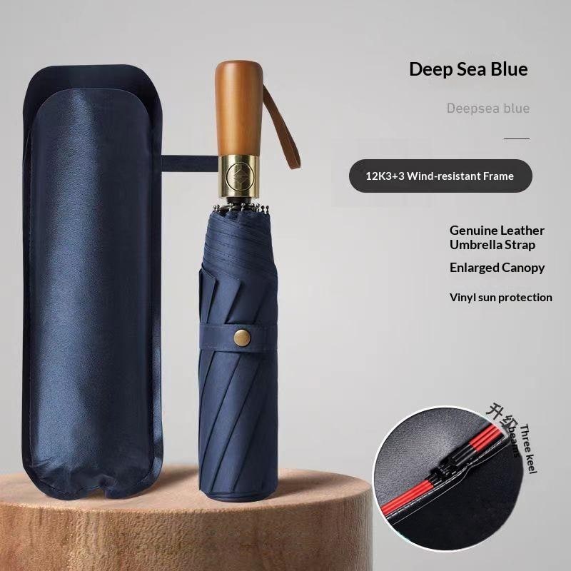 Windbestendige Repel reisparaplu met houten handvat en automatisch opvouwen