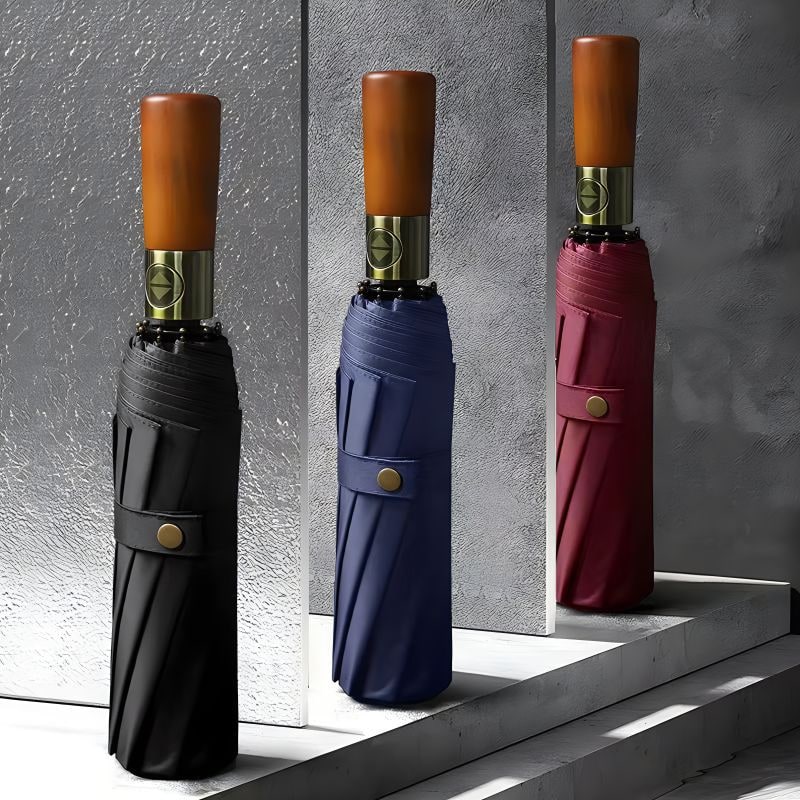 Windbestendige Repel reisparaplu met houten handvat en automatisch opvouwen