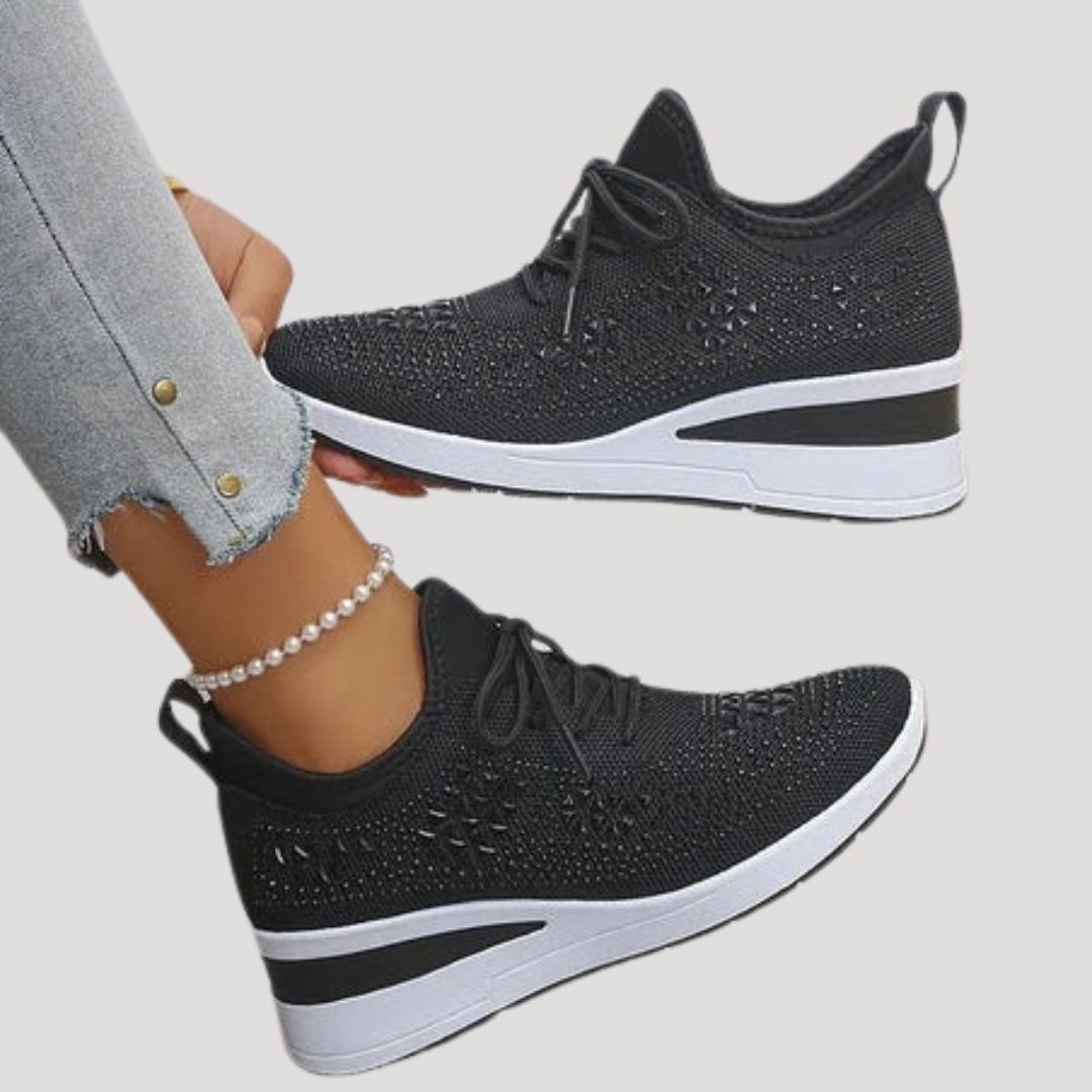 Plateausneakers met strass en veters voor dames