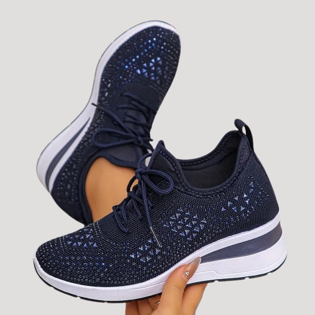 Plateausneakers met strass en veters voor dames