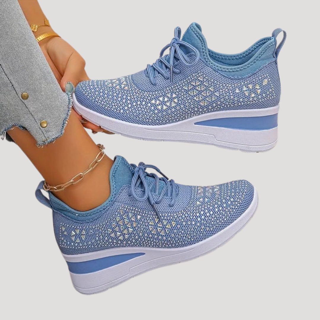 Plateausneakers met strass en veters voor dames