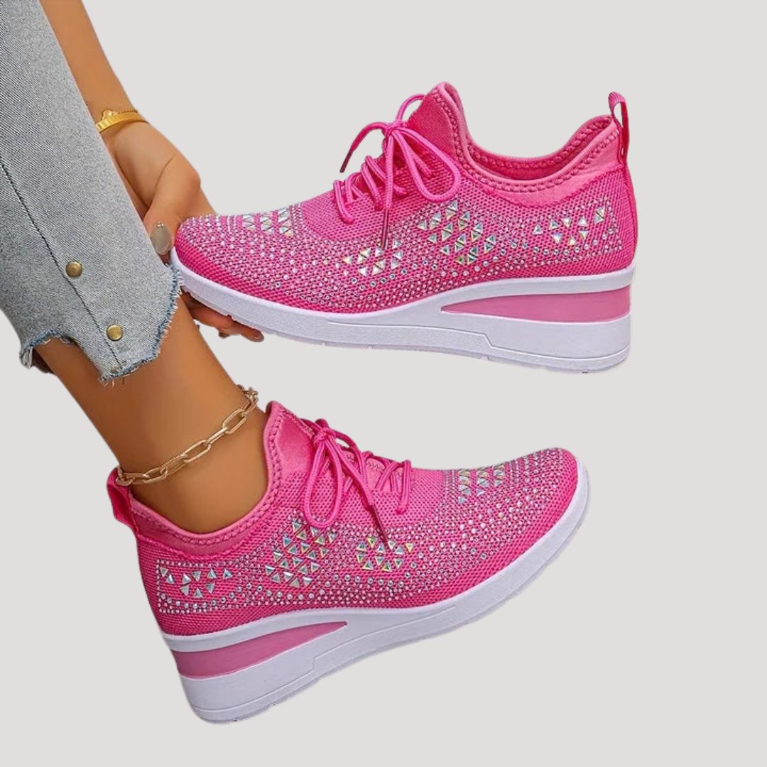 Plateausneakers met strass en veters voor dames