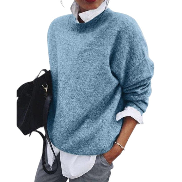 Geribbelde pullover met ronde hals voor dames