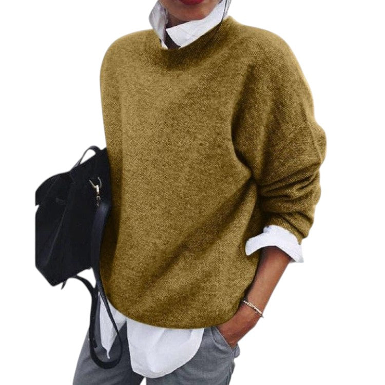 Geribbelde pullover met ronde hals voor dames