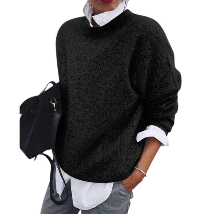 Geribbelde pullover met ronde hals voor dames
