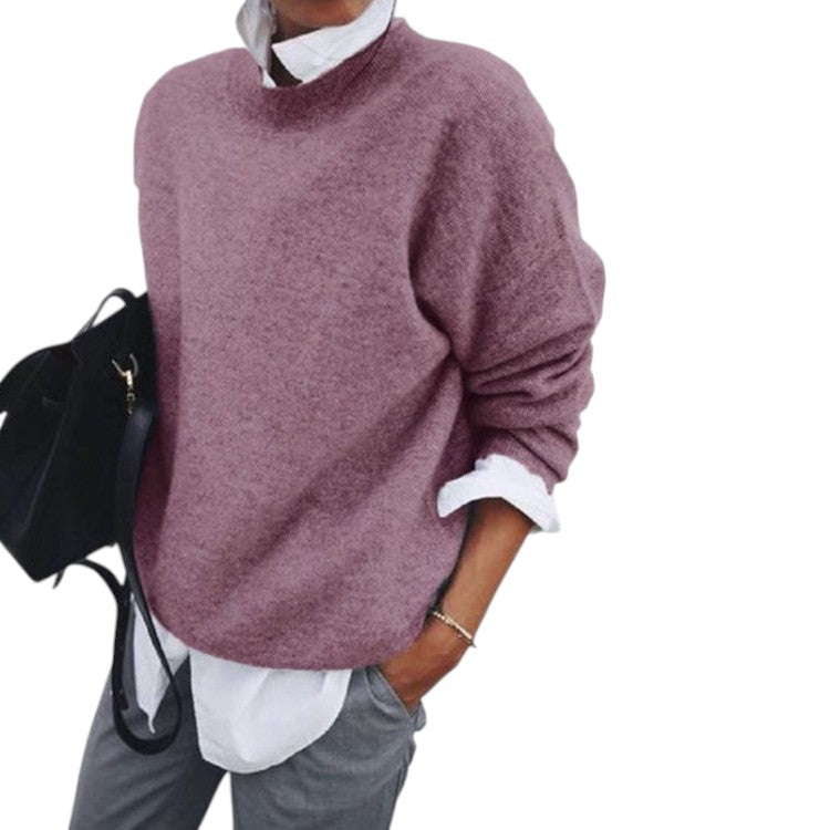 Geribbelde pullover met ronde hals voor dames