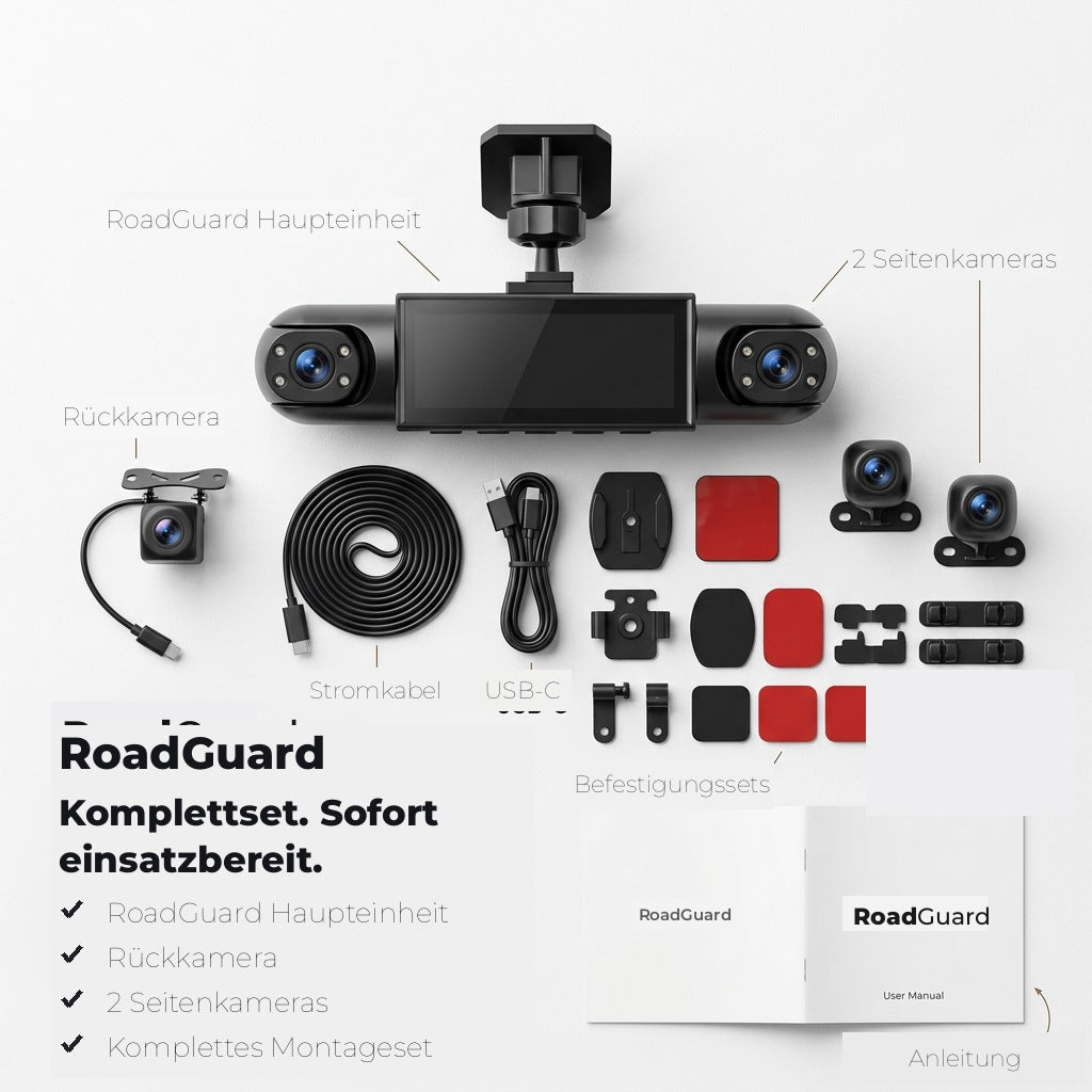 4-kanaals dashcam met nachtzicht, GPS en 360°-dekking