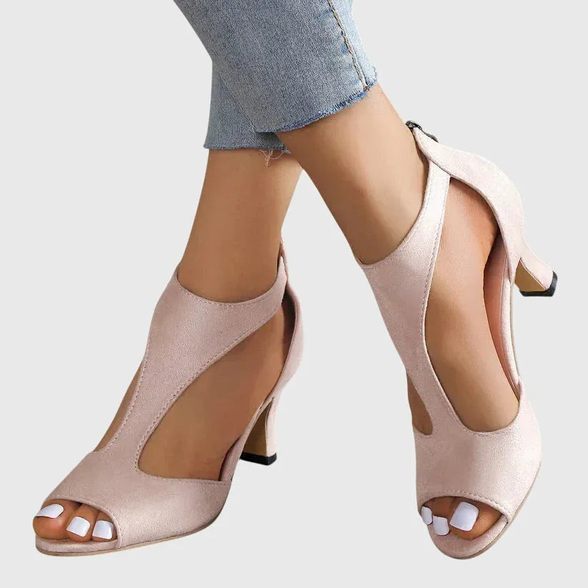 Saphira damessandalen met open neus en blokhak