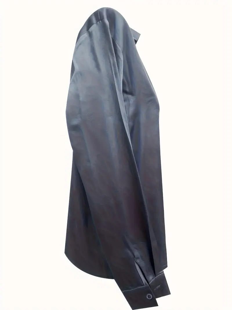 Satijnen blouse met v-hals voor dames