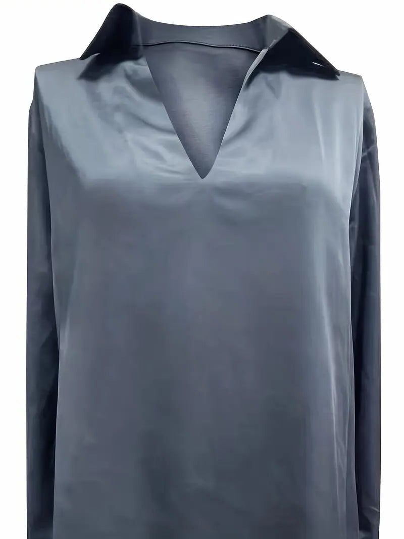 Satijnen blouse met v-hals voor dames