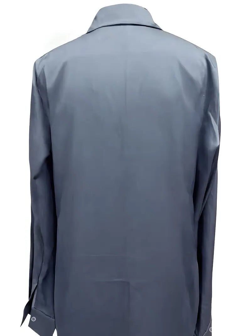 Satijnen blouse met v-hals voor dames