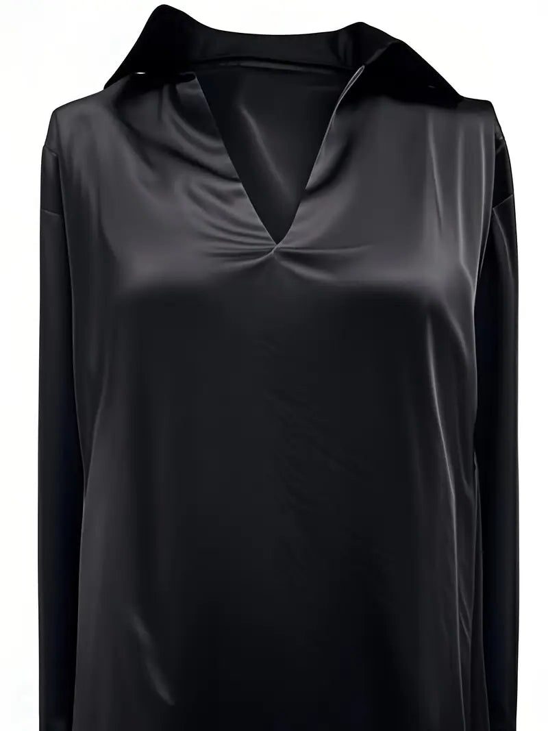 Satijnen blouse met v-hals voor dames