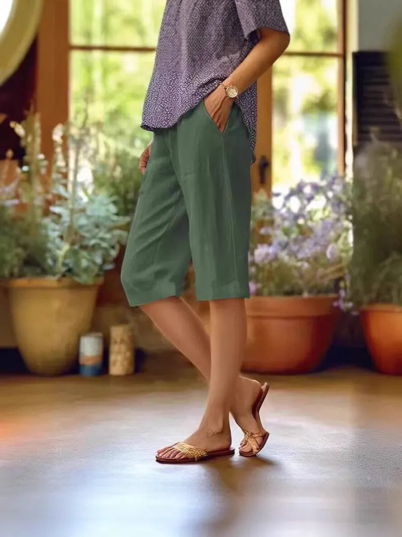 Selena knielange damesshort met rechte pijpen
