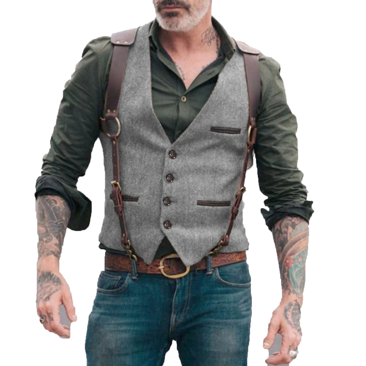 Heren Gilet in Herringbone Stijl