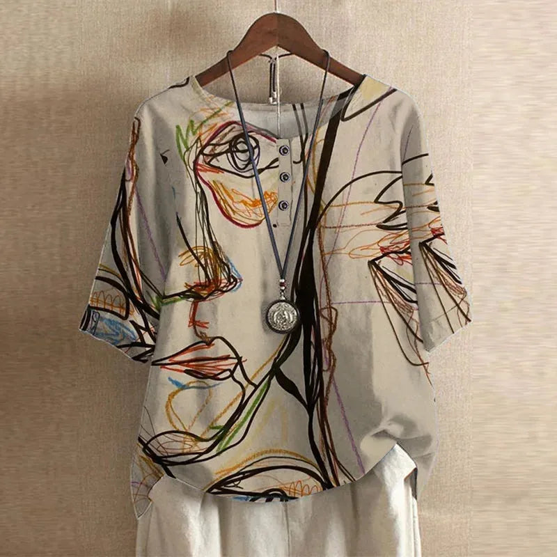 Sira oversized damesblouse met bloemenprint