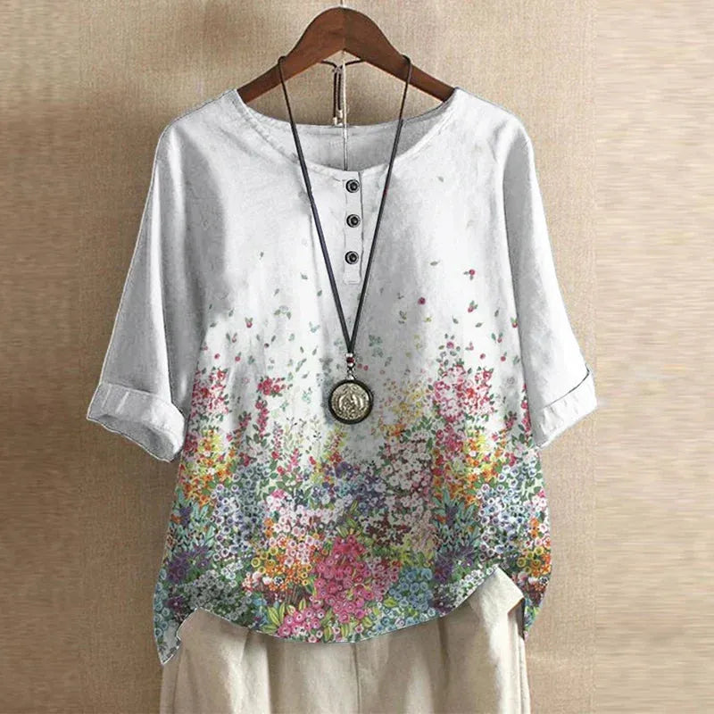 Sira oversized damesblouse met bloemenprint