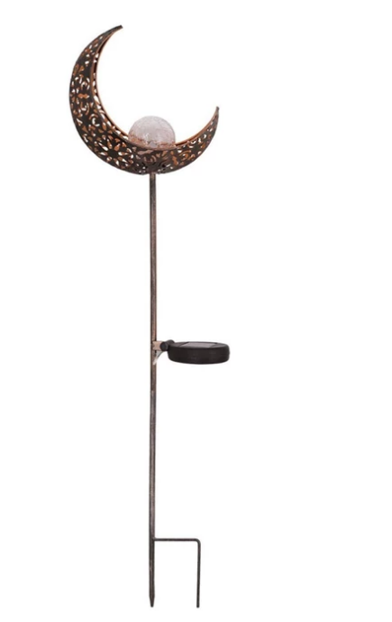 Solar tuinlamp voor buiten met grondpin, craquelé glazen bol en warme led
