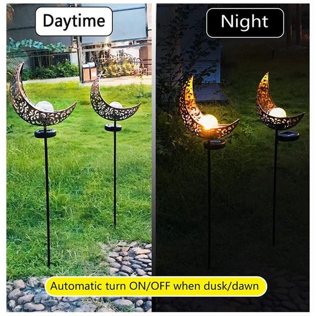 Solar tuinlamp voor buiten met grondpin, craquelé glazen bol en warme led