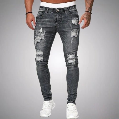 Slim-fit stretchjeans voor heren met scheuren – casual denim in used-look voor dagelijks gebruik