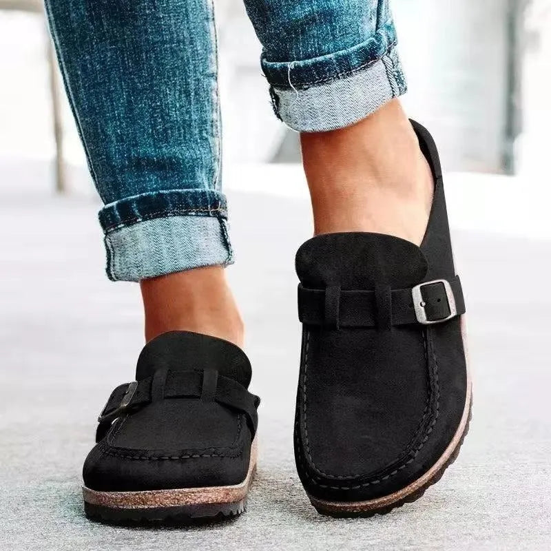Sophia suède damesloafers met gesp en instapmodel