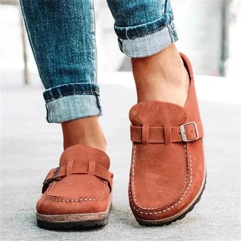Sophia suède damesloafers met gesp en instapmodel