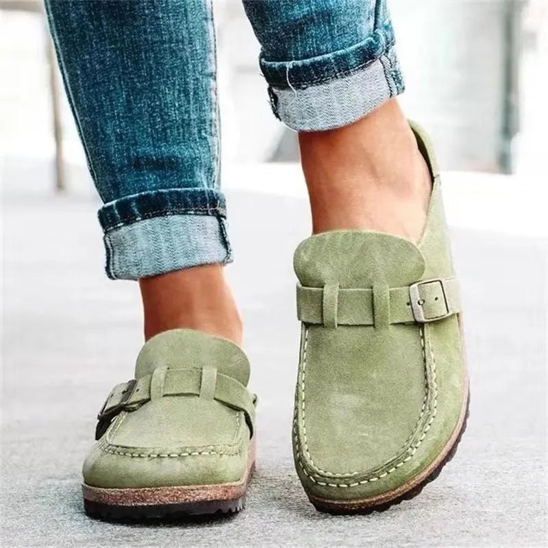 Sophia suède damesloafers met gesp en instapmodel
