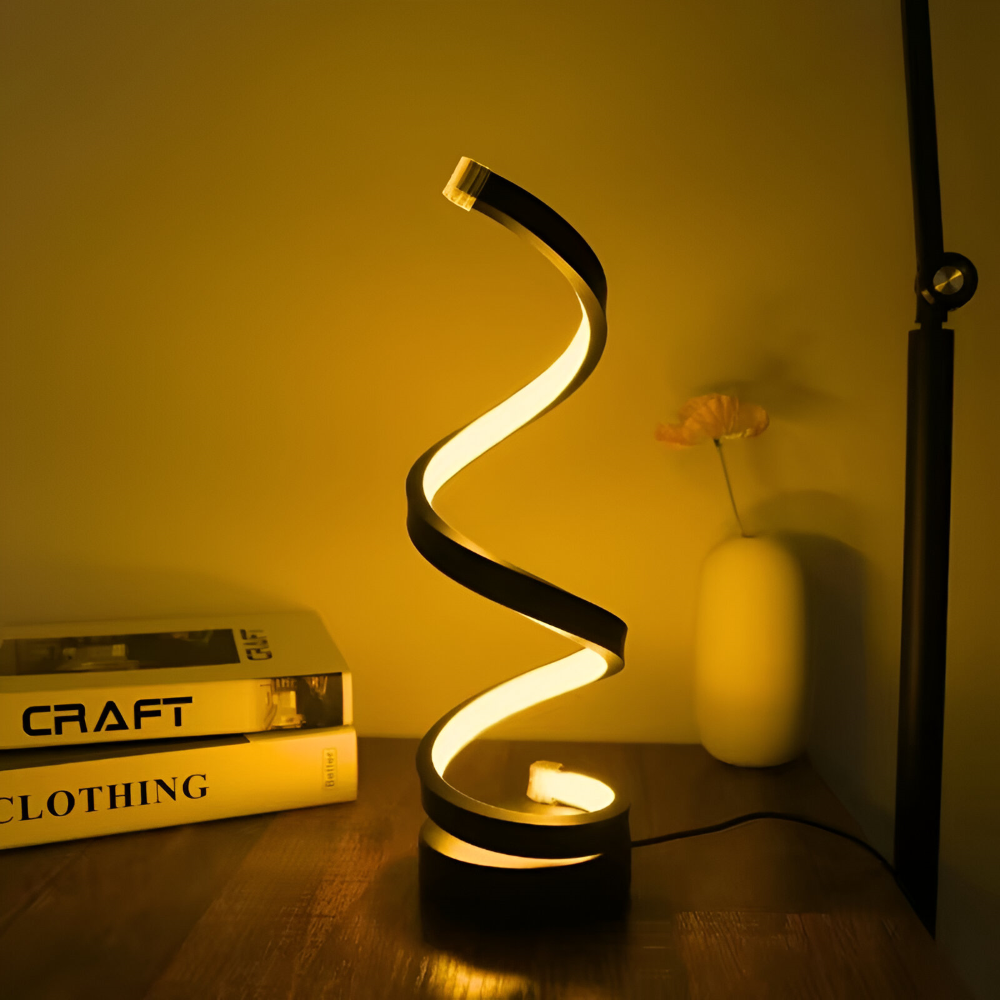 LED-tafellamp in spiraalvorm met instelbare kleurtemperatuur voor bureau en eetkamer