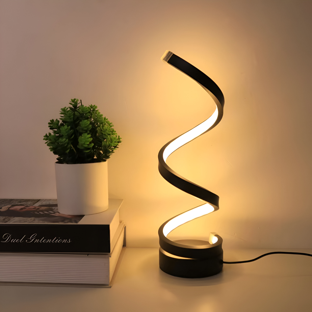 LED-tafellamp in spiraalvorm met instelbare kleurtemperatuur voor bureau en eetkamer