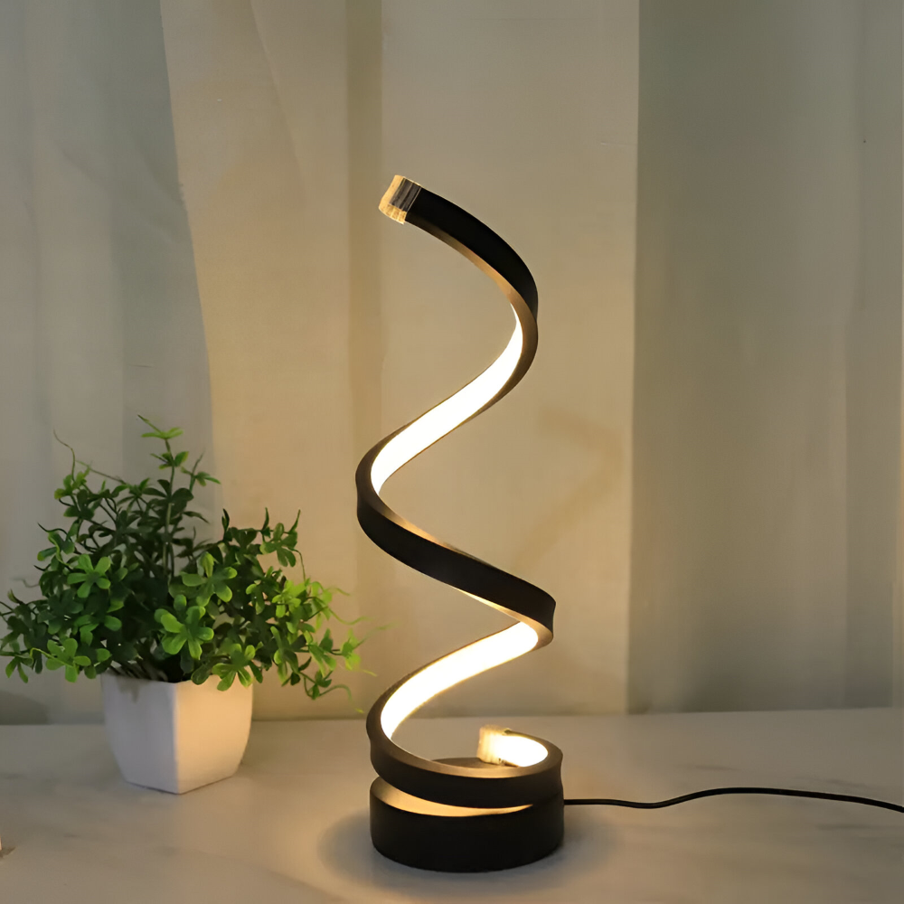 LED-tafellamp in spiraalvorm met instelbare kleurtemperatuur voor bureau en eetkamer