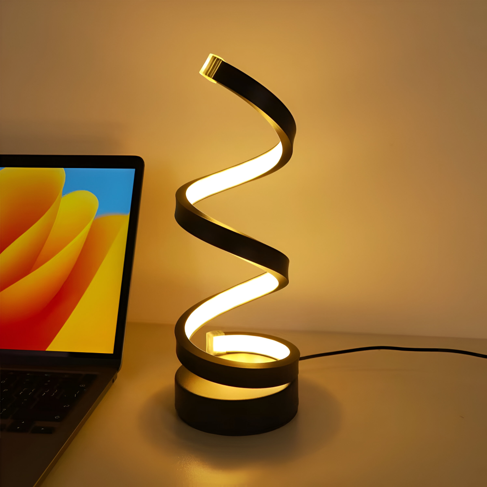 LED-tafellamp in spiraalvorm met instelbare kleurtemperatuur voor bureau en eetkamer