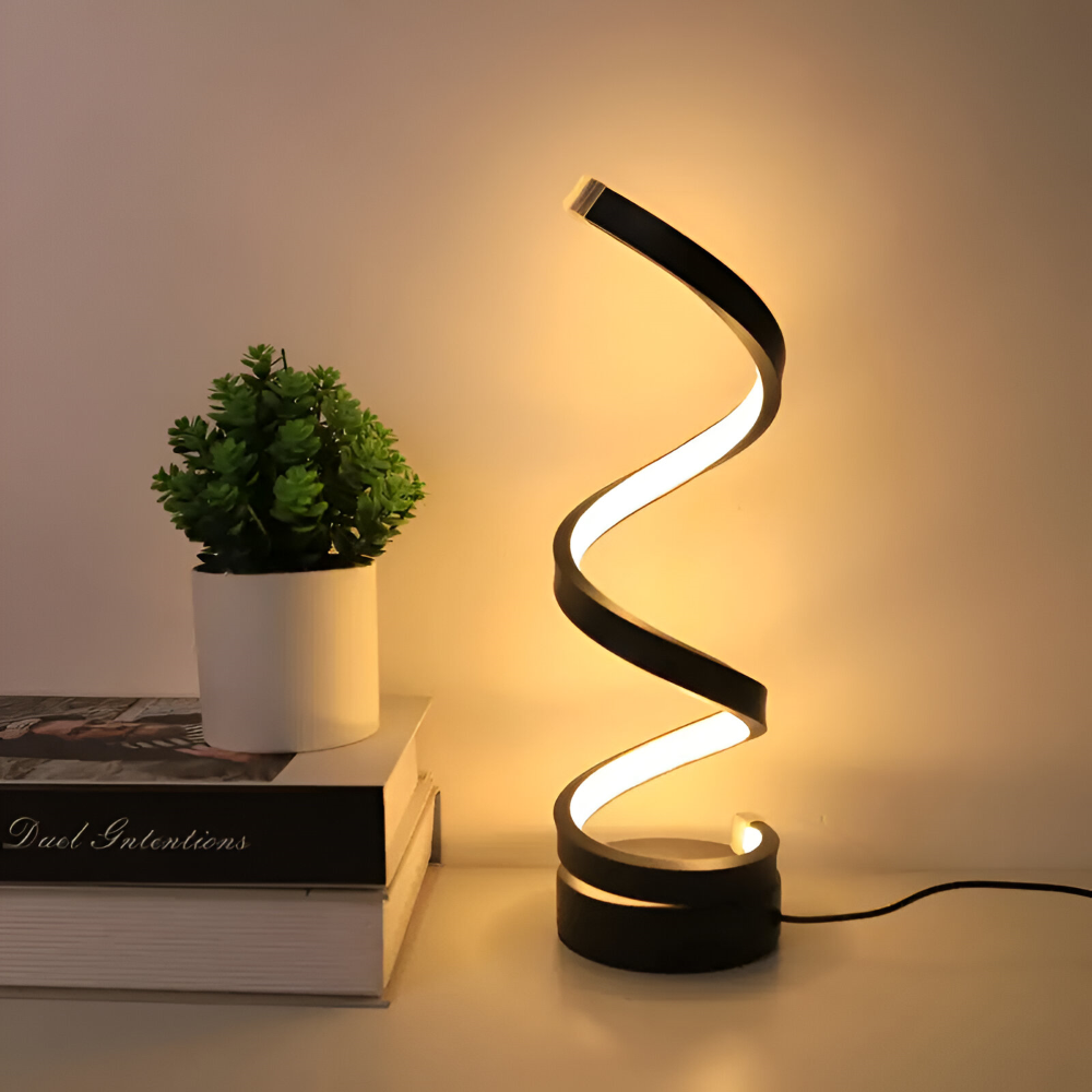 LED-tafellamp in spiraalvorm met instelbare kleurtemperatuur voor bureau en eetkamer