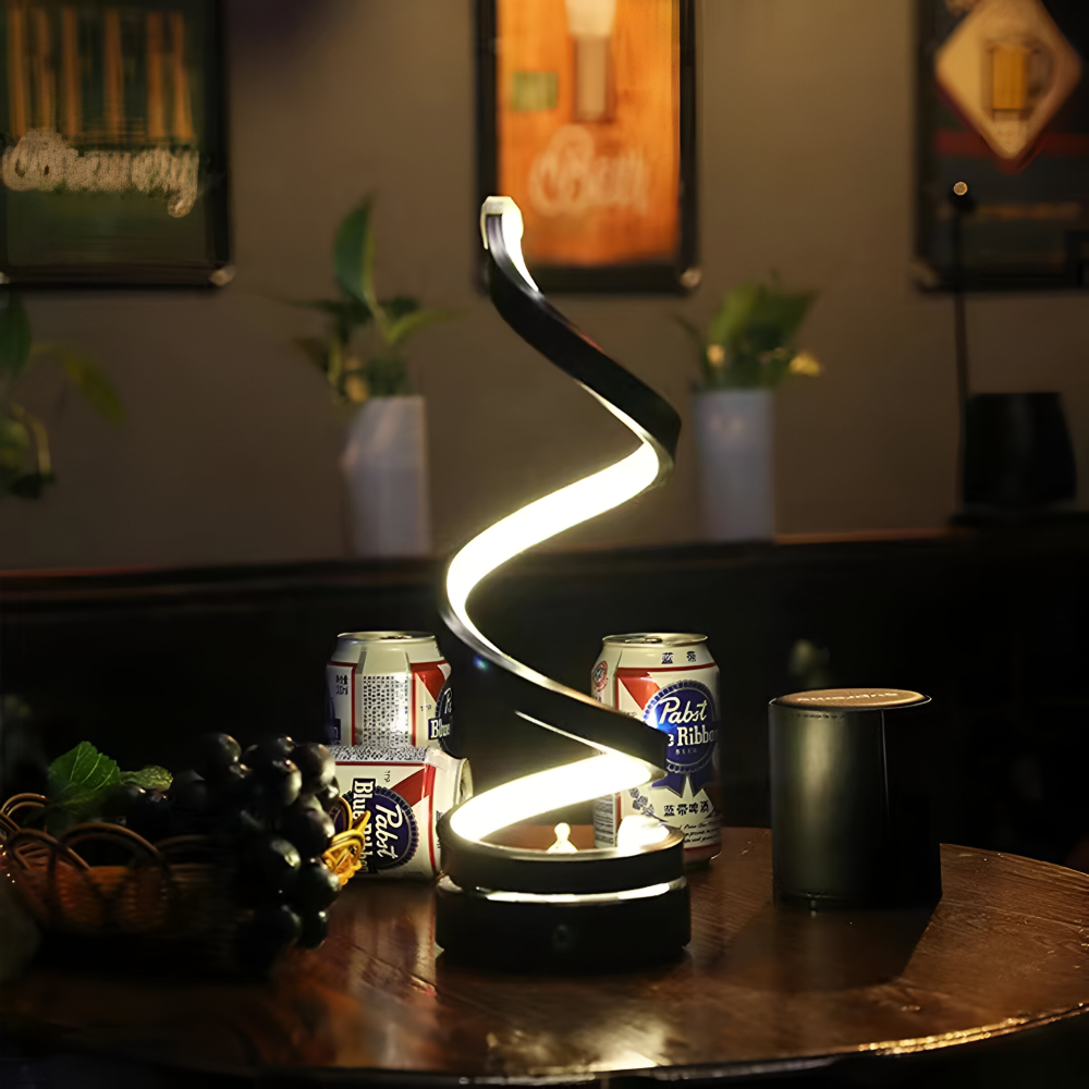 LED-tafellamp in spiraalvorm met instelbare kleurtemperatuur voor bureau en eetkamer