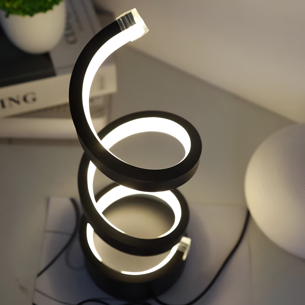 LED-tafellamp in spiraalvorm met instelbare kleurtemperatuur voor bureau en eetkamer