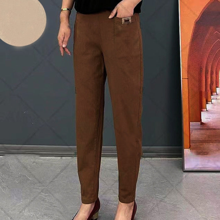 Katoenen Relax Fit Broek met Elastische Taille