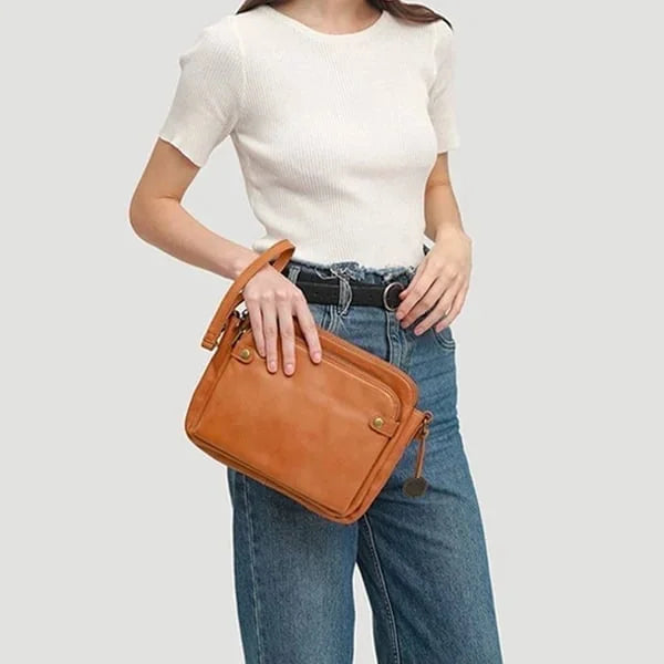 Elegante Leren Crossbody Schoudertas - Verfijning & Ruimte