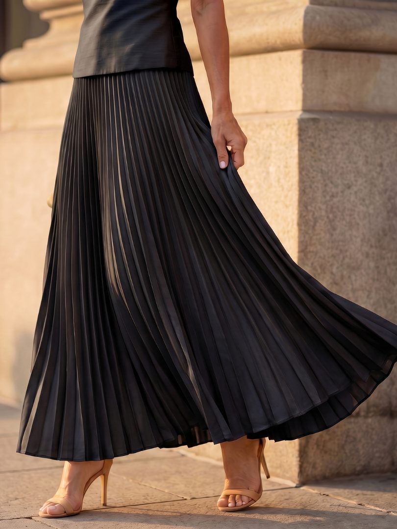 Set met geplisseerde midirok en gestructureerd bovenstuk voor dames